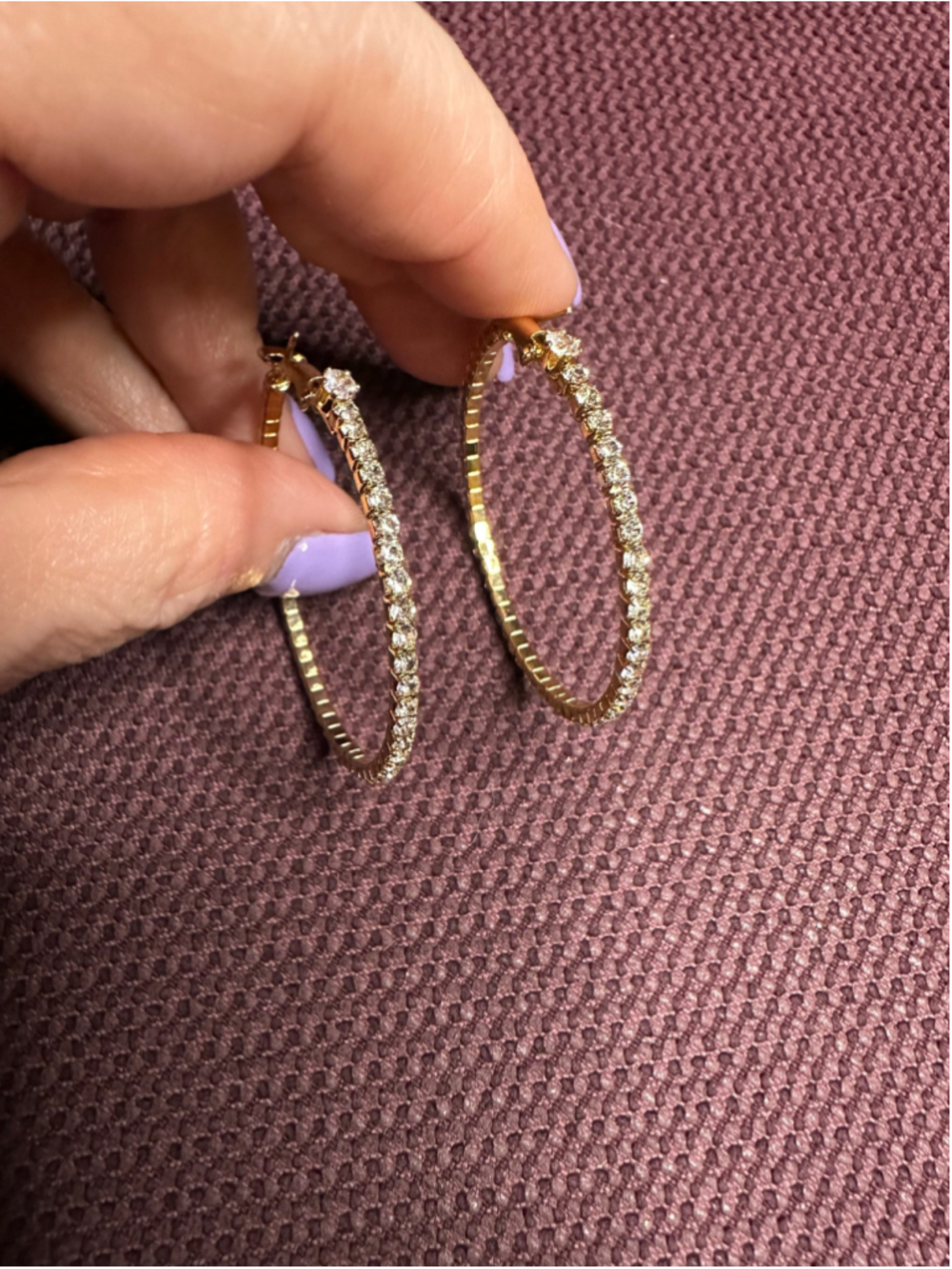 Gold Tone Crystal Hoop Earrings